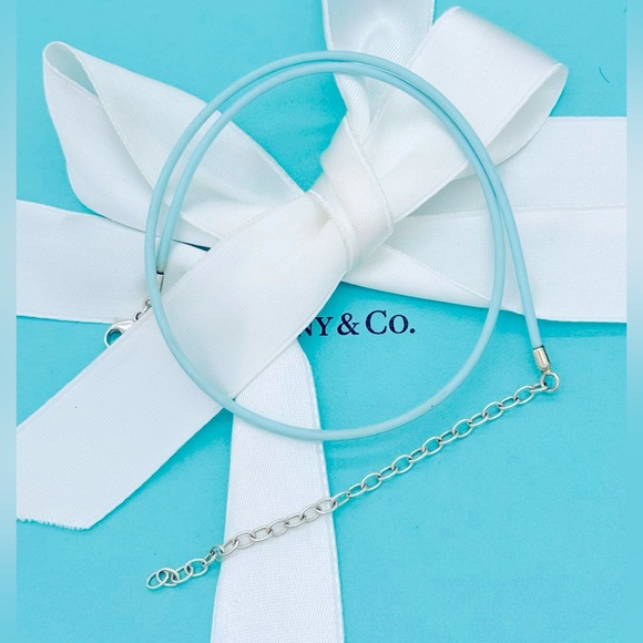 Tiffany & Co SS Retired Blue Rubber Necklace Sterling...